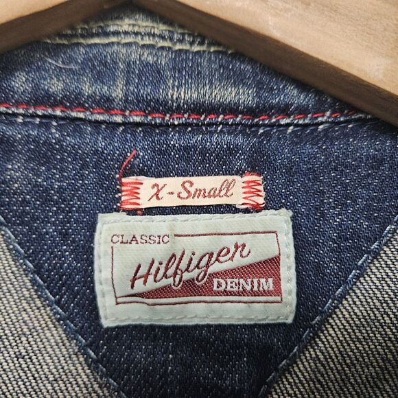 TOMMY HILFIGER Vintage Women's Blue Denim Blazer Jeans Jacket Size XS - Picture 4 of 7